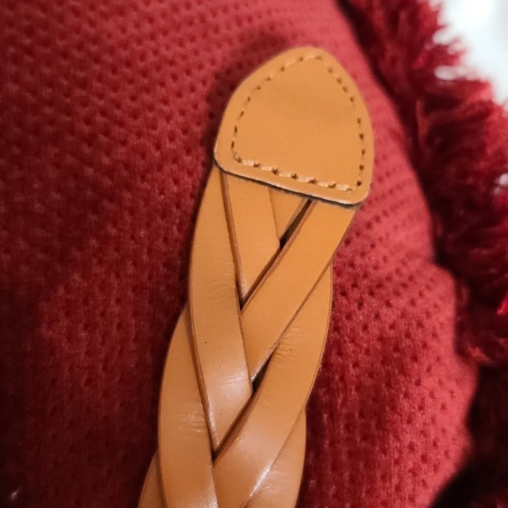 Unbranded Mens Bonded Leather Braided Belt Caramel Brown Sz‎ L/36-38 EUC